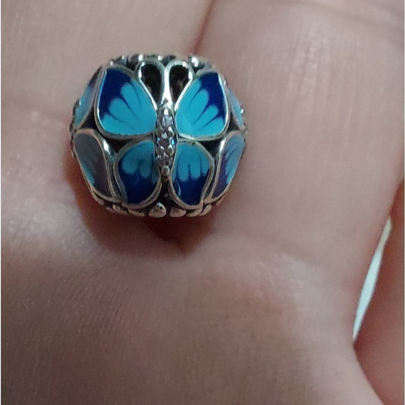 925 Silver Blue Butterfly Charm - Picture 5 of 6